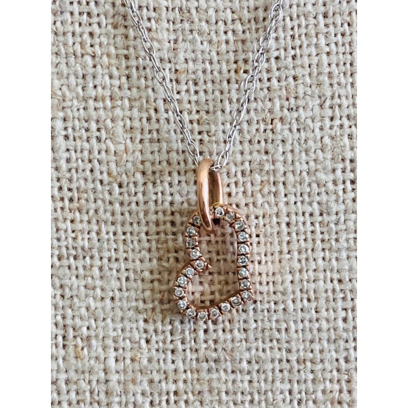 10kt Solid Gold Genuine Diamond Heart Pendant Necklace 19"